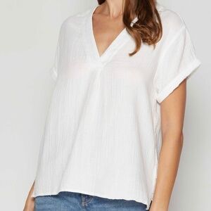 GAP Gauze V-Neck Top, White size M